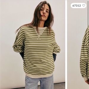Free People Striped Crewneck Sweatshirt